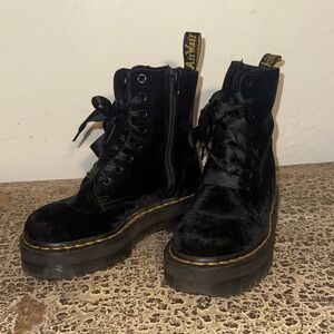 Dr. Martens Black Velvet platform Combat Boots